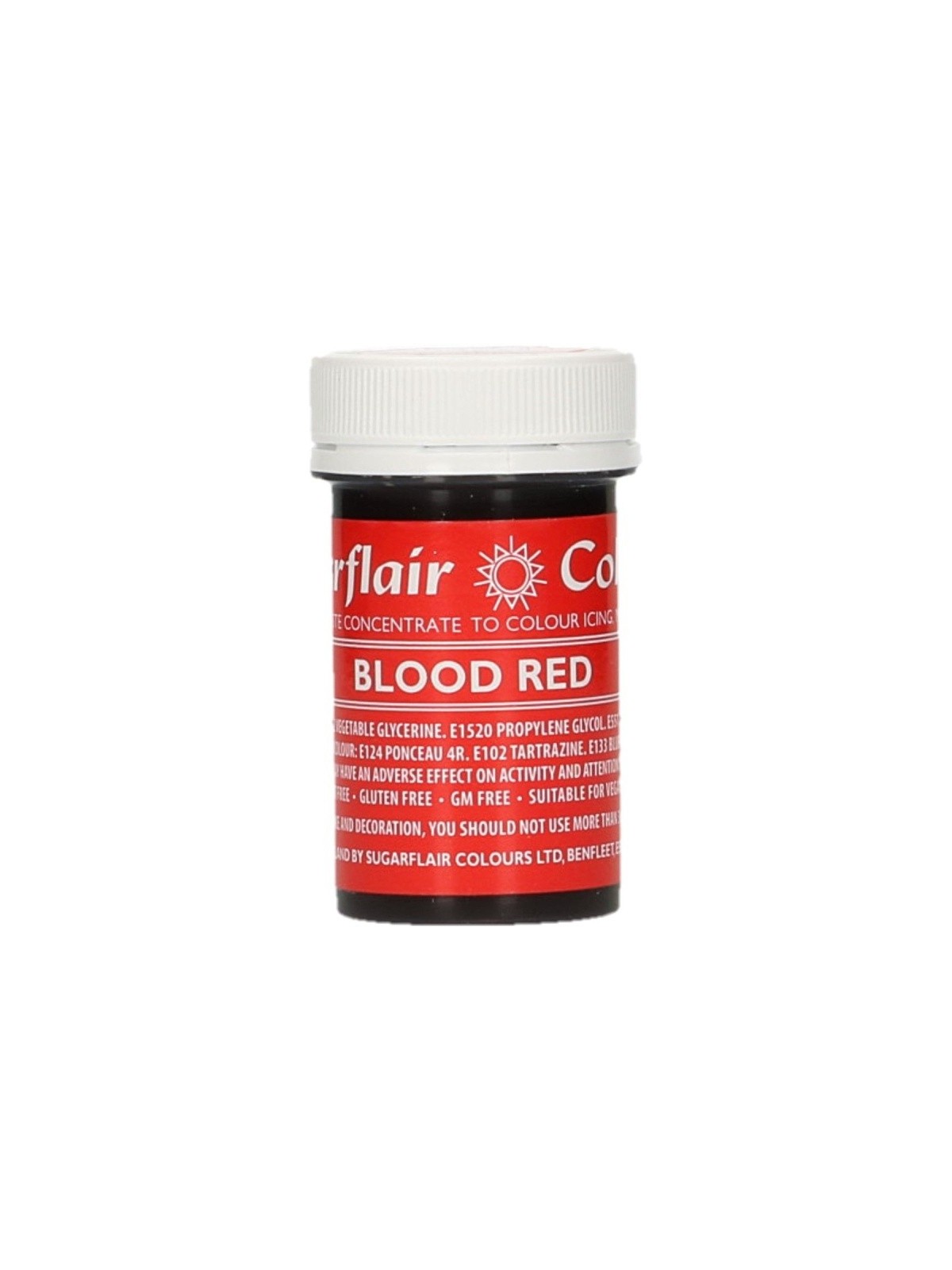 Sugarflair paste colour - gelová barva - červená - Blood red  25g
