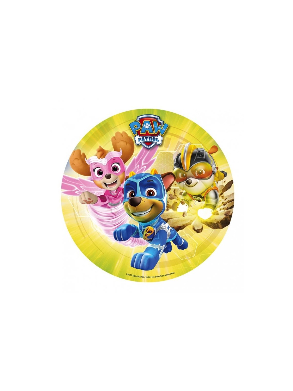 Decora - Edible wafer paper round - Paw Patrol - yellow