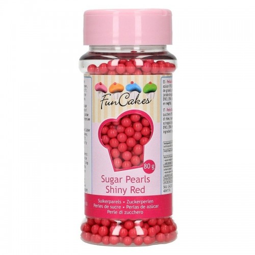 FunCakes Sugar Pearls 4mm - Shiny Red - 80g