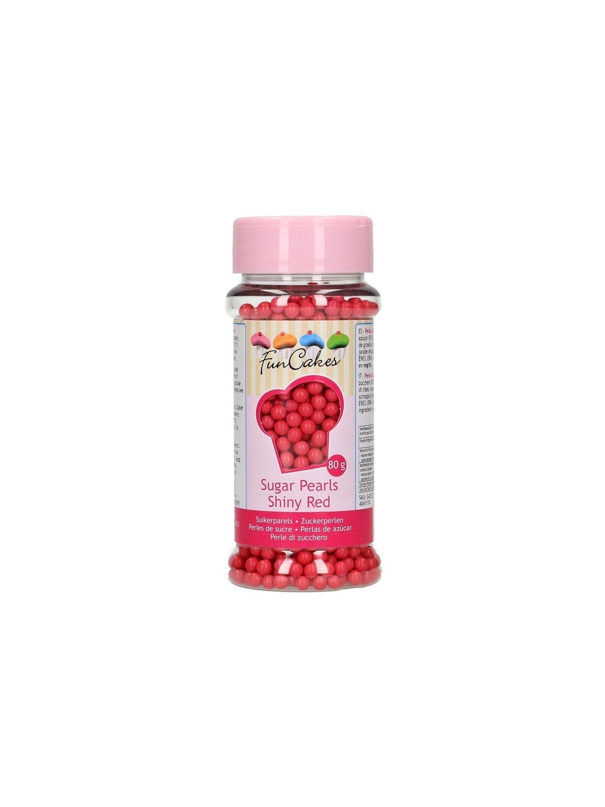 FunCakes Sugar Pearls 4mm - Shiny Red - 80g