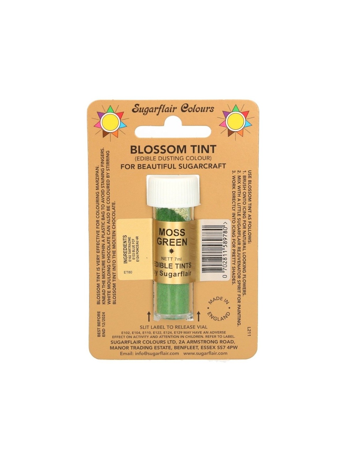 Sugarflair - prášková farba - machová zelená - MOSS GREEN - 7 ml