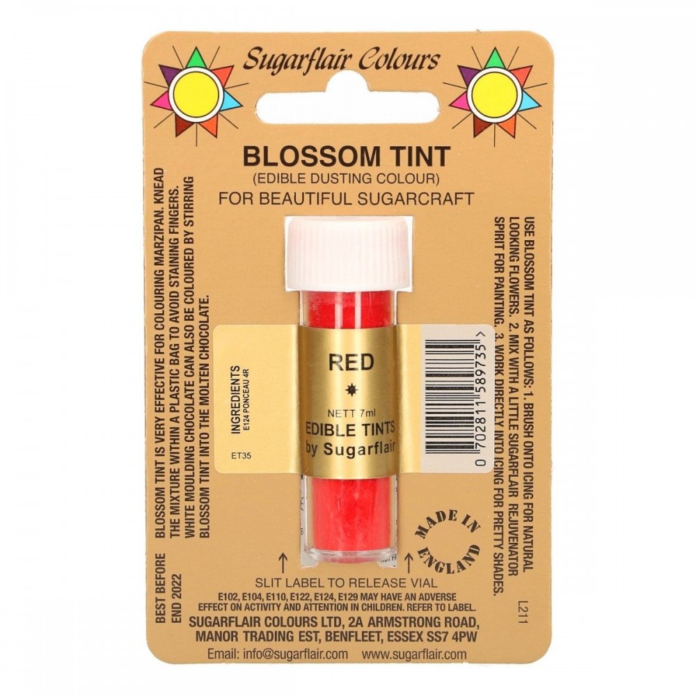 Sugarflair - barwnik sypki - czerwony - RED - 7ml.