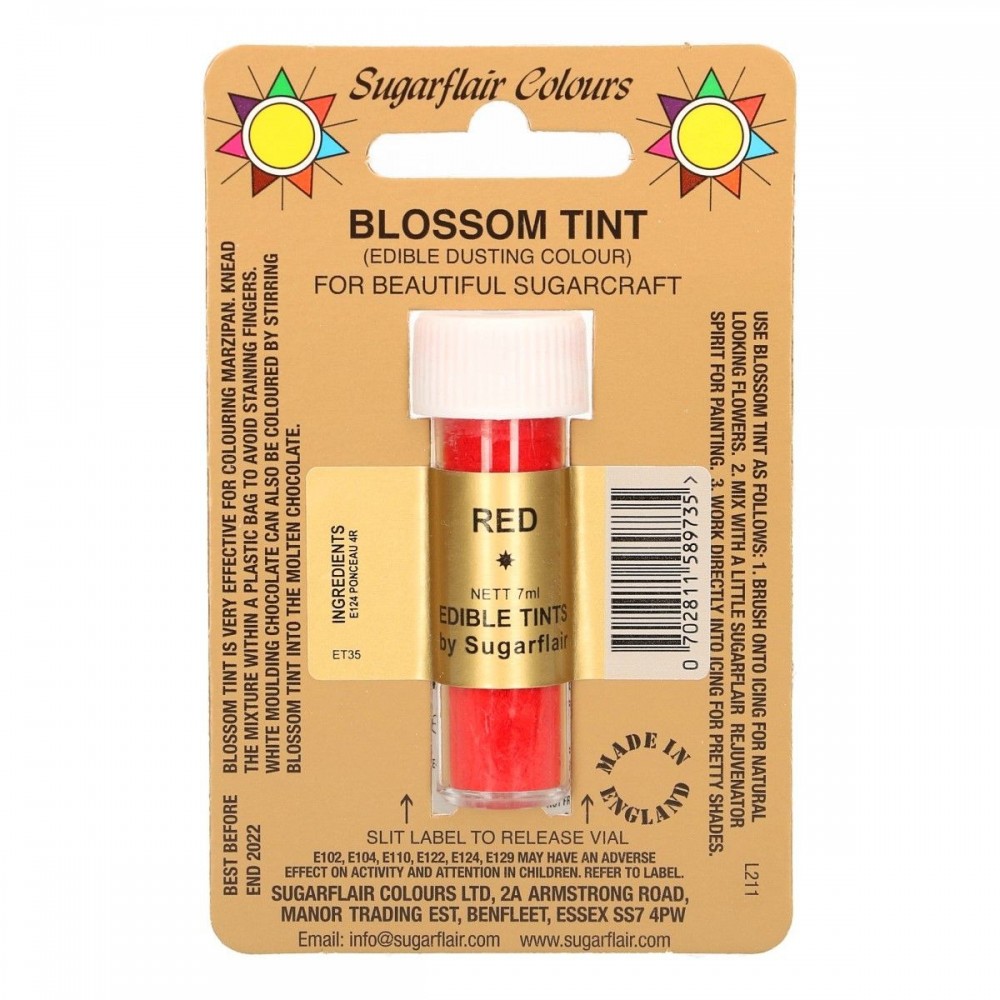 Sugarflair Blossom Tint Dusting Colours - RED - 7ml