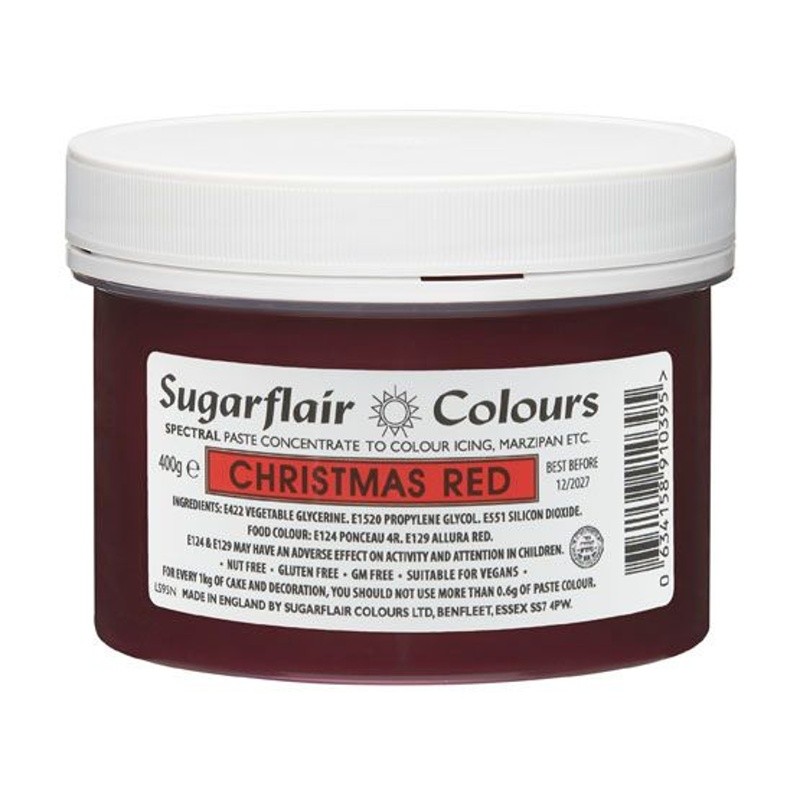 Sugarflair gelová barva Christmas red XXL - vánoční červená -  400g