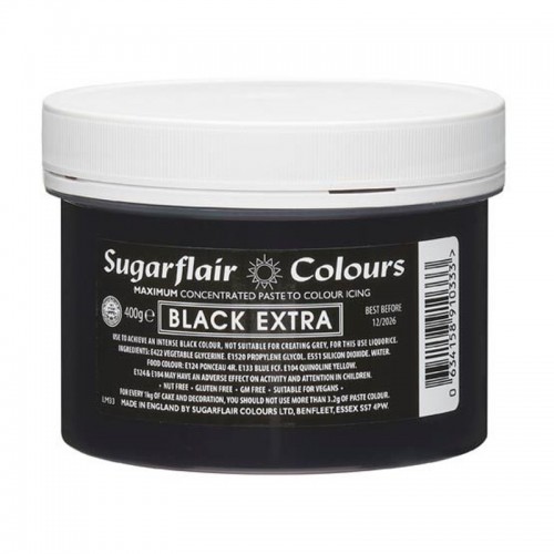 Sugarflair MAXIMUM concentrated gélová farba Black extra XXL - čierna - 400g