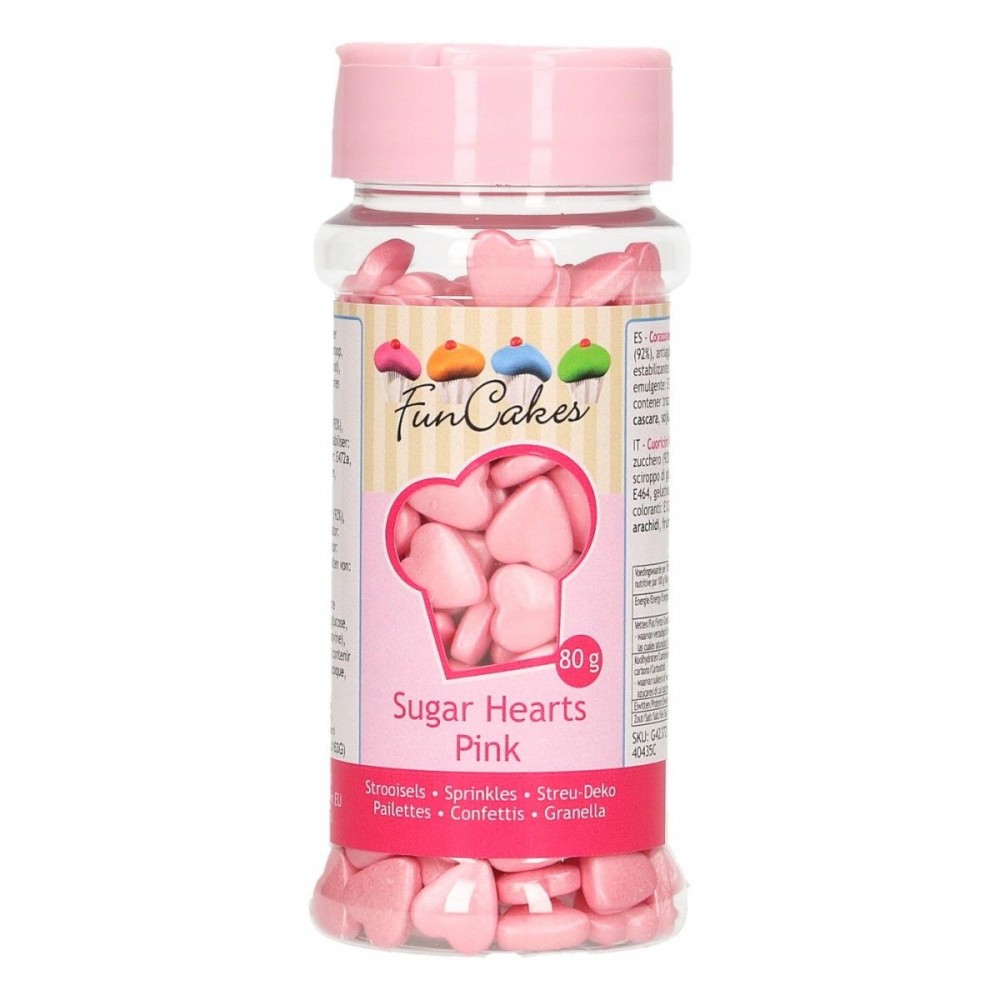 FunCakes Sugar hearts - pink  - 80g