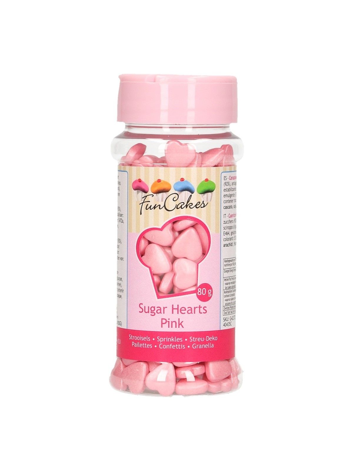 FunCakes Cukrové srdiečka - pink - 80g