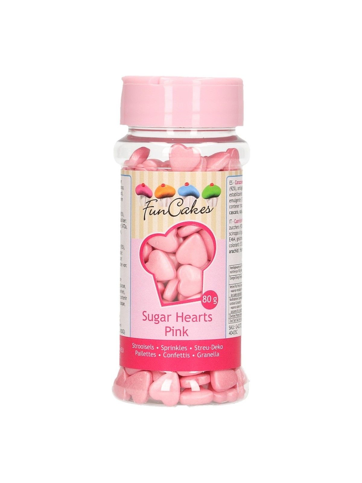 FunCakes Sugar hearts - pink  - 80g