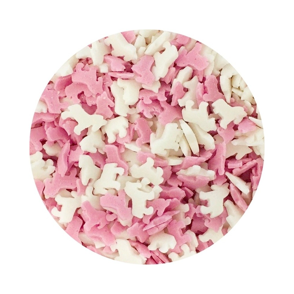 Cukrová dekorácie jednorožce - ružová / biela - 100g