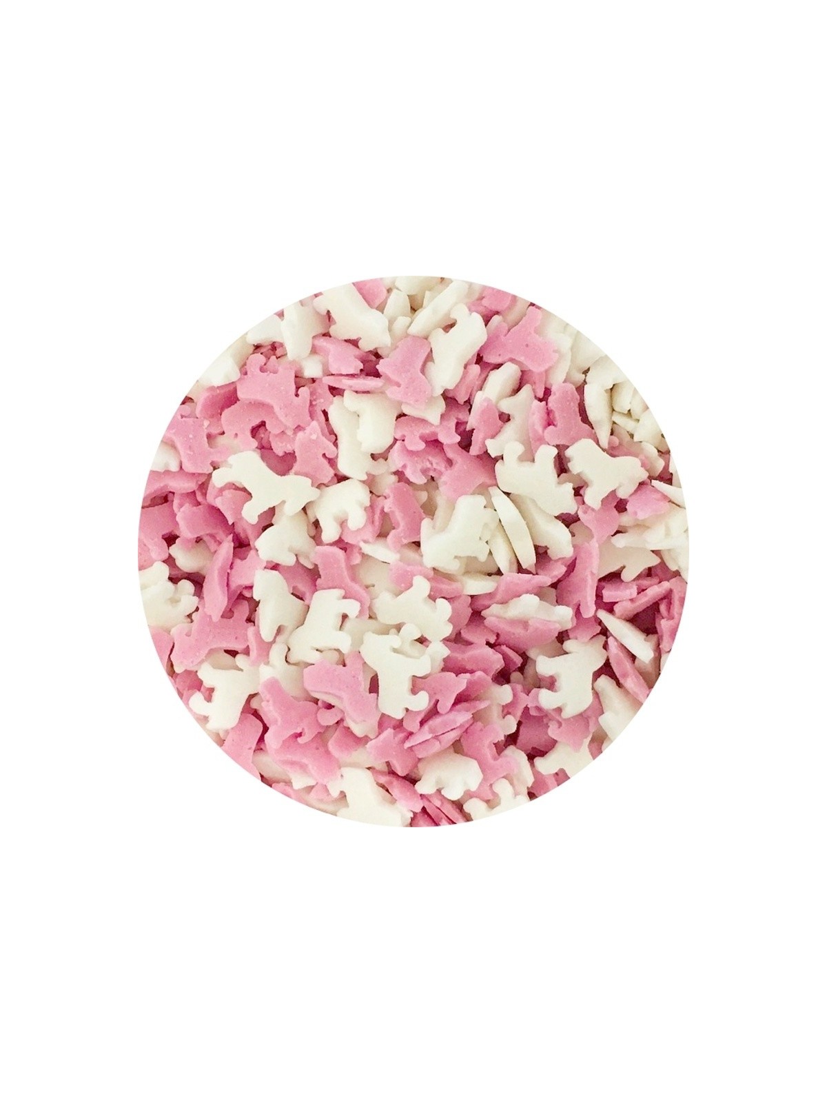 Cukrová dekorácie jednorožce - ružová / biela - 100g