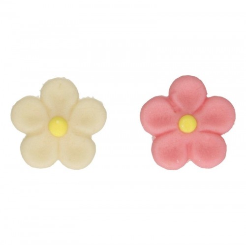 FunCakes marcipánové dekorácie - kvety - ružová / biela - 12ks