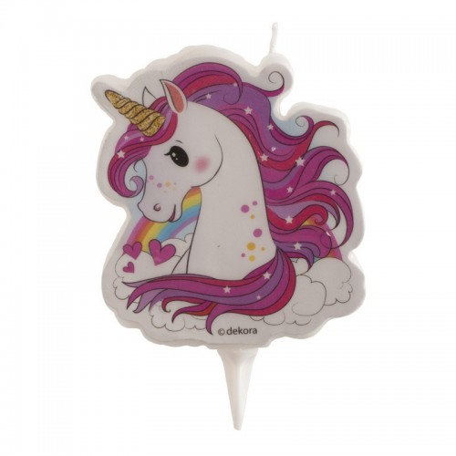 Decorative cake candle - Unicorn pink 2D - 1 piece