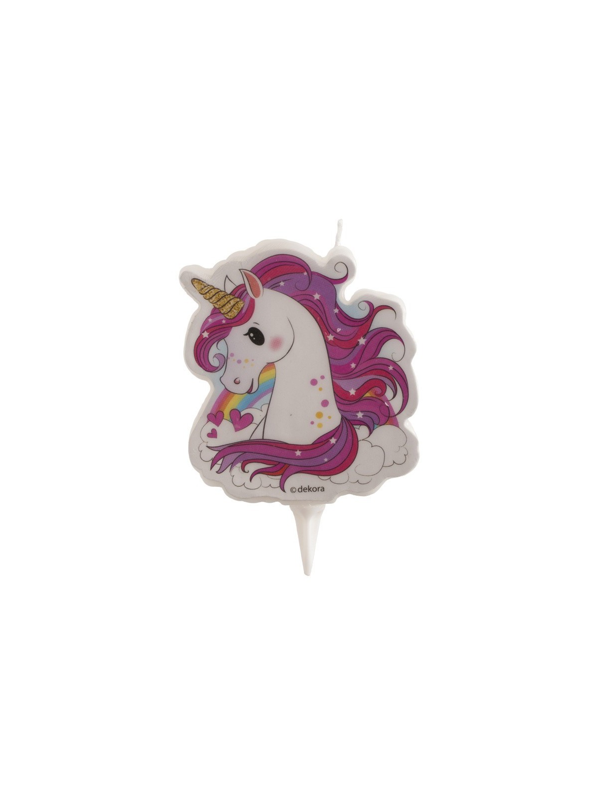 Decorative cake candle - Unicorn pink 2D - 1 piece