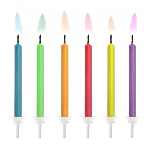 PartyDeco svíčky s barevným plamenem - 6ks