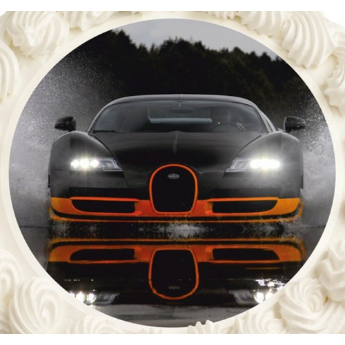 Jedlý papier karta guľatý  - Bugatti Veyron