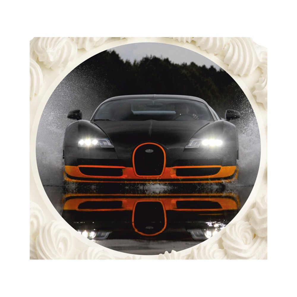 Jedlý papier karta guľatý  - Bugatti Veyron