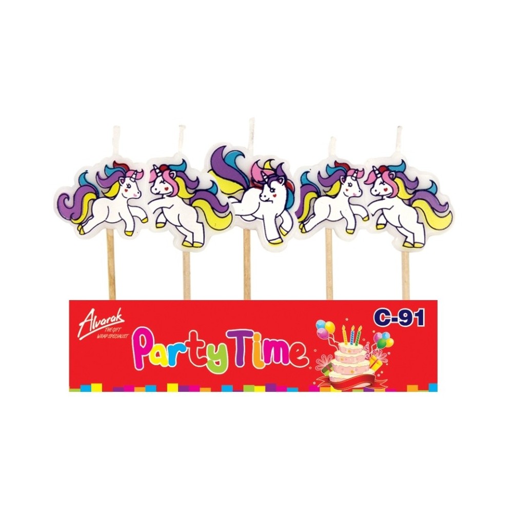 Cake candle mini - cheerful unicorn - 5pcs