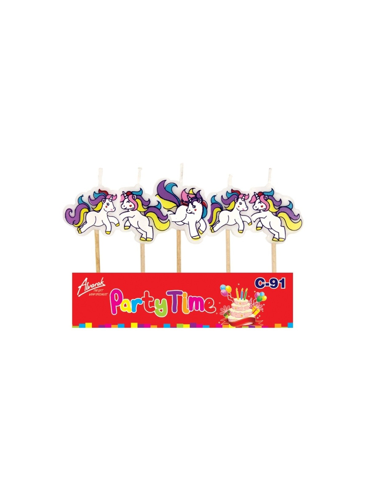 Cake candle mini - cheerful unicorn - 5pcs