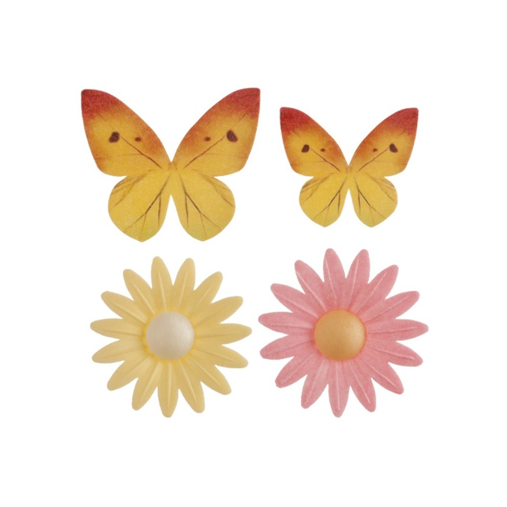 Dekora jedlý papier - 4ks motýle + 4ks margaréty