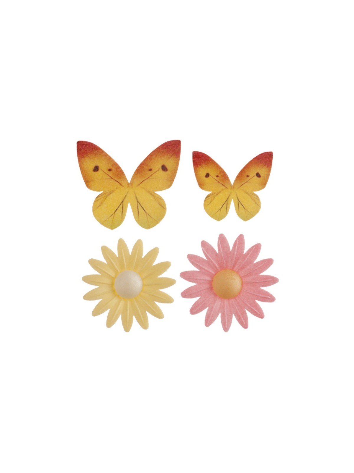 Dekora essbares Papier - 4 Stück Schmetterlinge + 4 Stück Gänseblümchen