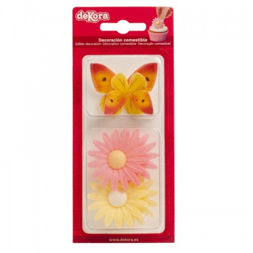 Dekora edible paper - 4 pcs of butterflies + 4 pcs of daisies