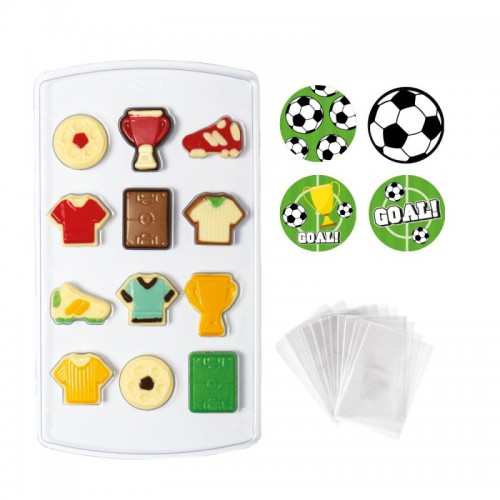 Decora Football Mold for chocolate + packaging + sticker