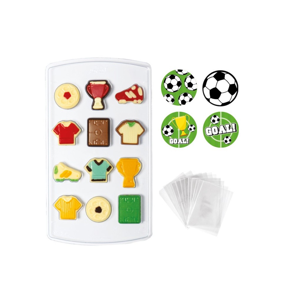 Decora Football Mold for chocolate + packaging + sticker