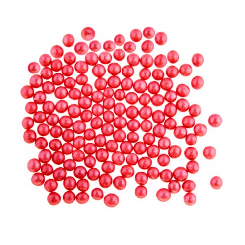 Cukrovej perličky 4mm - červené - 100g