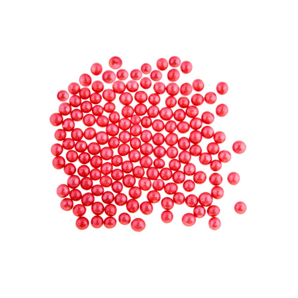 Cukrovej perličky 4mm - červené - 100g