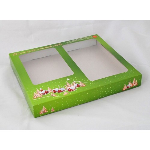 Krabice na vianočné pečivo - vianočné zelená - 1kg