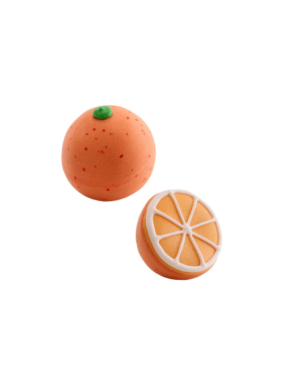 Decor Sugar decoration 3D - orange - whole / half - 2pcs